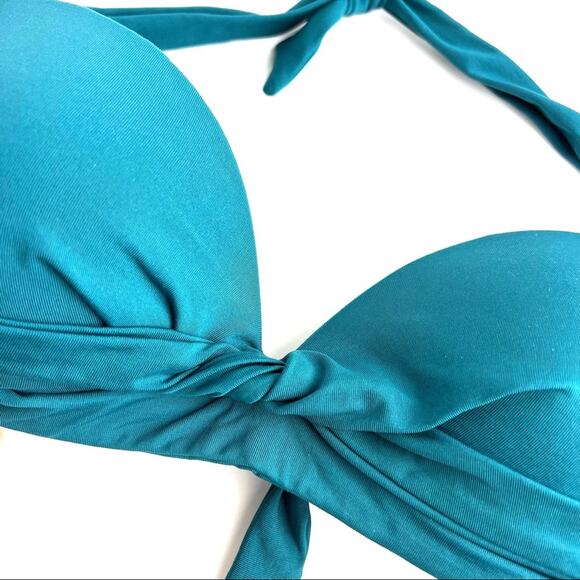 Jets by Jessika Allen Teal 2-Piece Push-Up Halter Bikini Set 6/8 - Picture 4 of 10